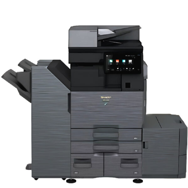 Sharp BP-50C26 w/ 3 trays with tandem-split drawer, 1K Sheet Finisher, and Large Capacity Cassette