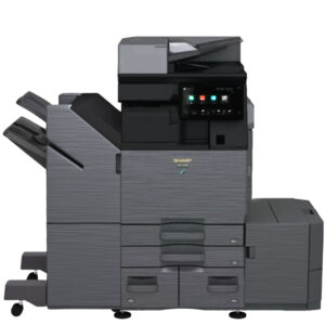 Sharp BP-50C26 w/ 3 trays with tandem-split drawer, 3K Sheet Finisher, and Large Capacity Cassette