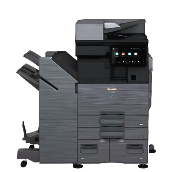 Sharp BP-50C26 w/ 3 trays with tandem-split drawer and 3K Booklet Finisher