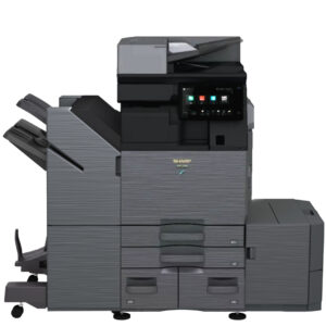 Sharp BP-50C26 w/ 3 trays with tandem-split drawer, 3K Booklet Finisher, and Large Capacity Cassette